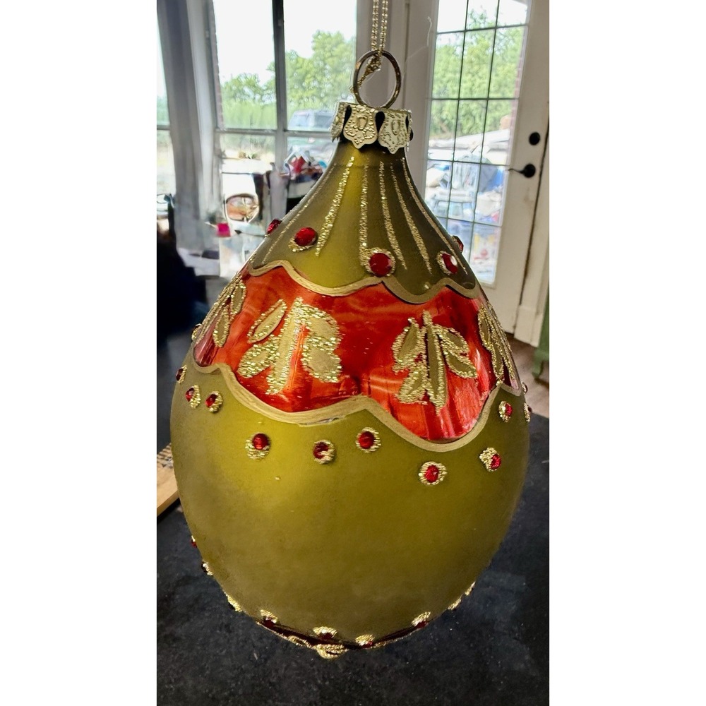 Vintage Rare Retired Katherine's Collection Jeweled Glass Ornament 8"